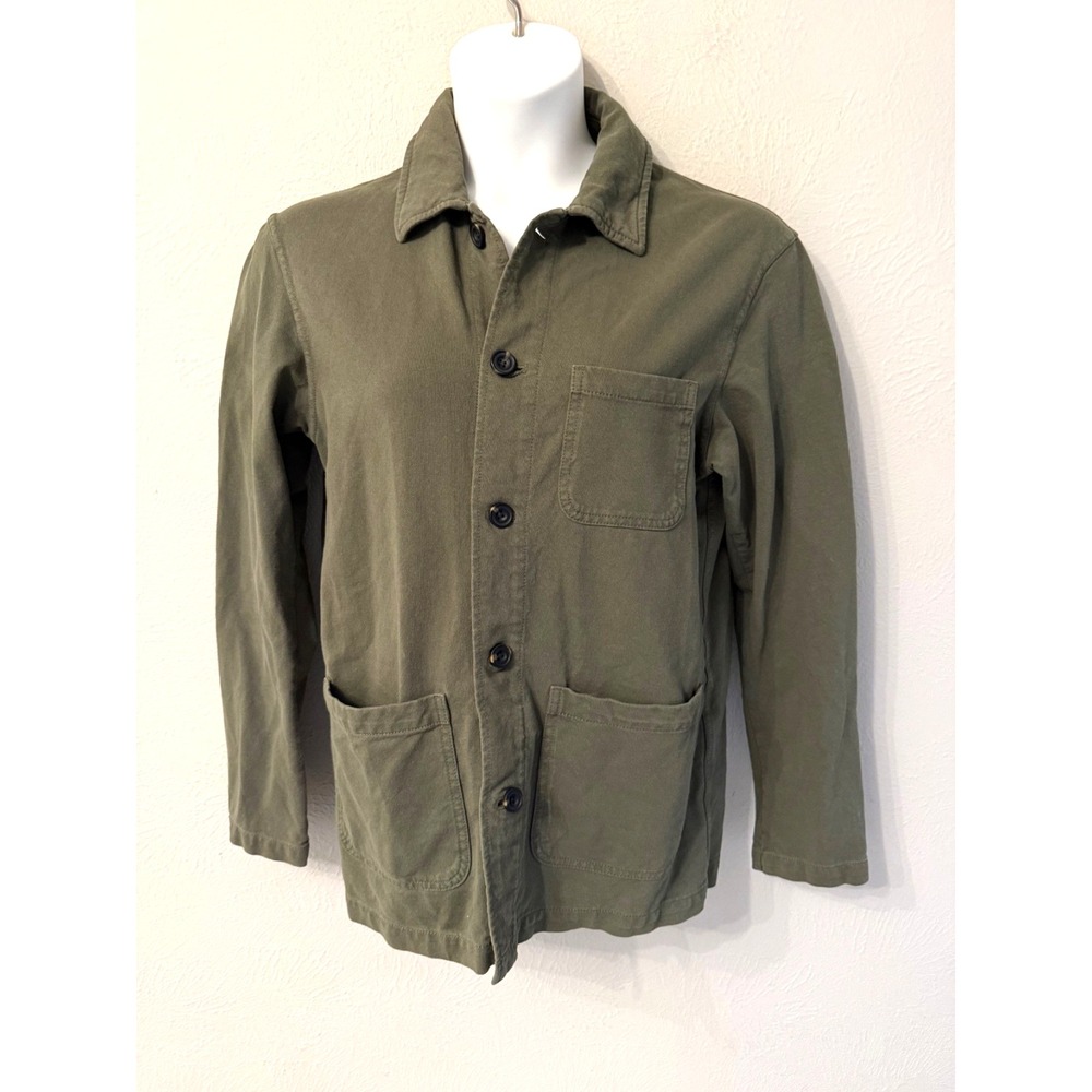 Uniqlo size M cotton blend utility jacket shacket patch pockets green